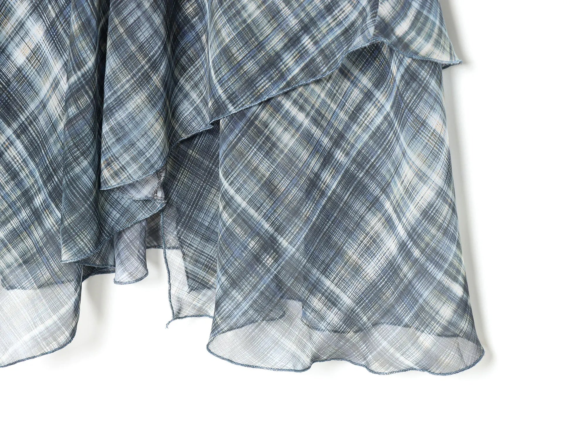 Women Blue Plaid Pleated Skirt | Asymmetrical Hem | High Waist | Long Skirt | Y2k