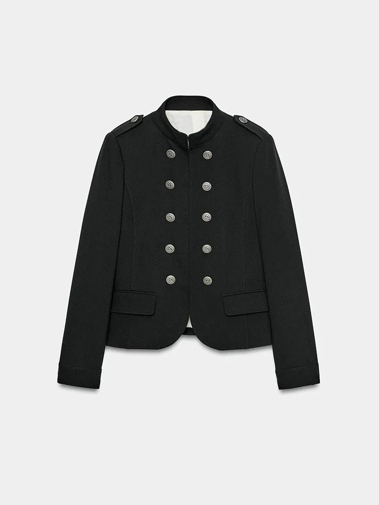 Women Napoleon Jacket | Slim Fit | Long Sleeve | Stand Collar