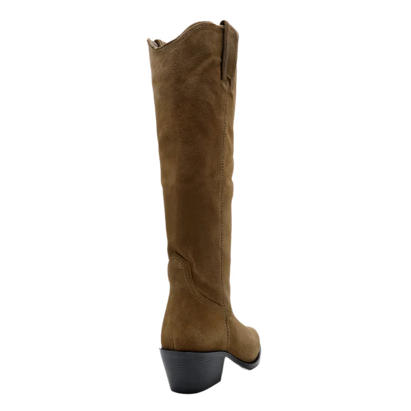 Women Suede Knee High Boots | Chunky Heel Cowgirl Boots | Pointed Toe Boots