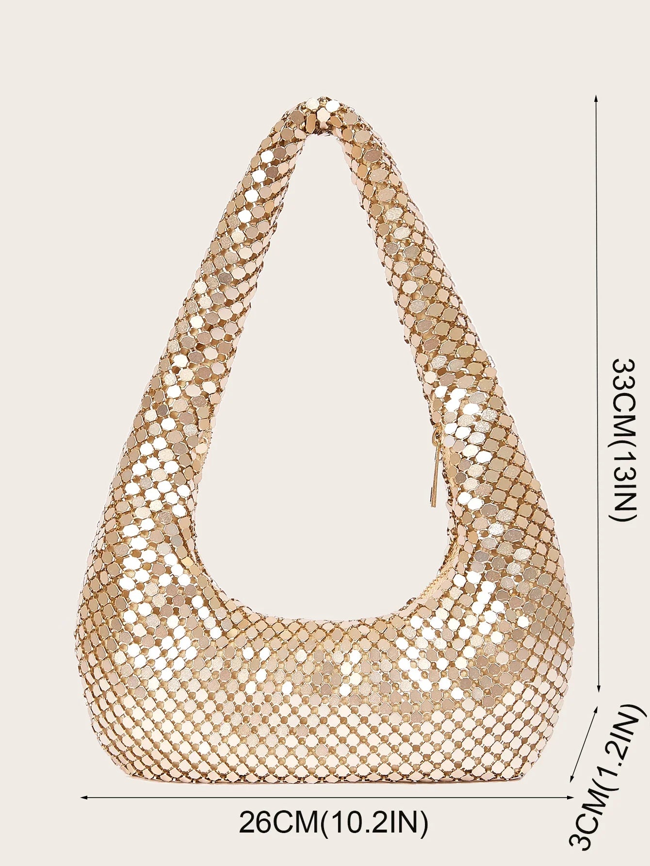 Women Aluminum Sequin Armpit Bag | Party Handbag | Sparkling Shoulder Bag