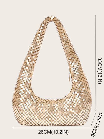 Women Aluminum Sequin Armpit Bag | Party Handbag | Sparkling Shoulder Bag