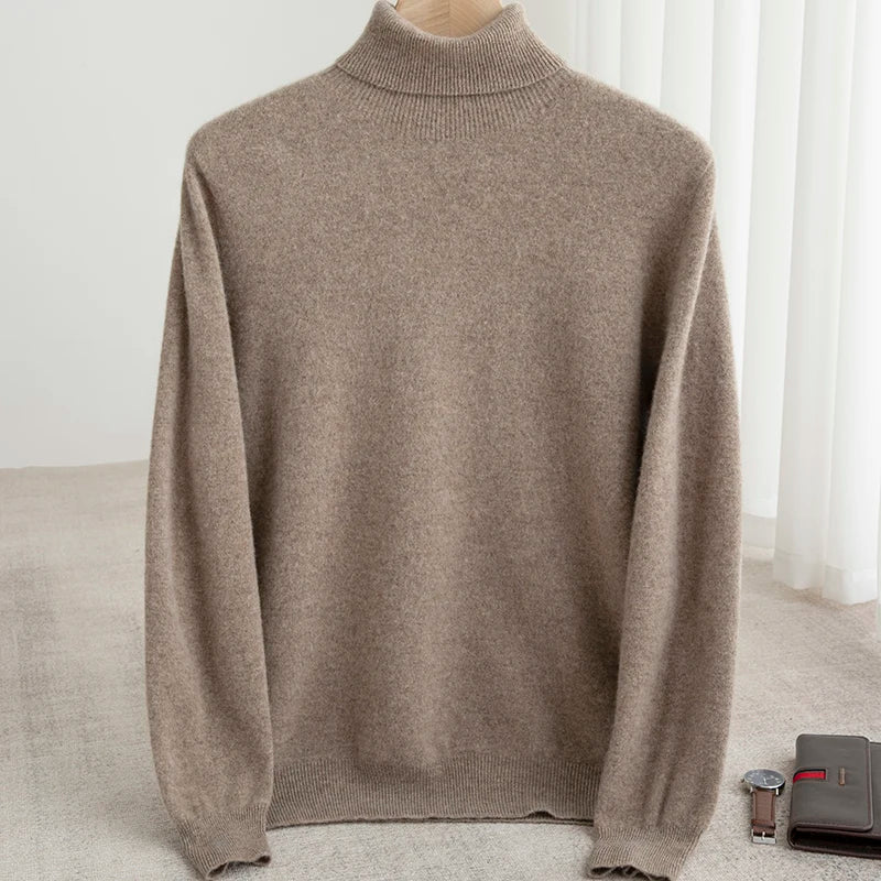 Men Merino Wool Turtleneck Knitted Pullover | Merino Wool Sweater | Cashmere Warm Knit Top