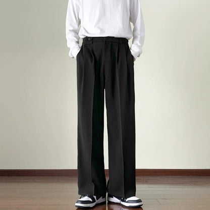 Men Plain Wide Leg Dress Pants | Business Casual Pants | Slim-Fit Trousers