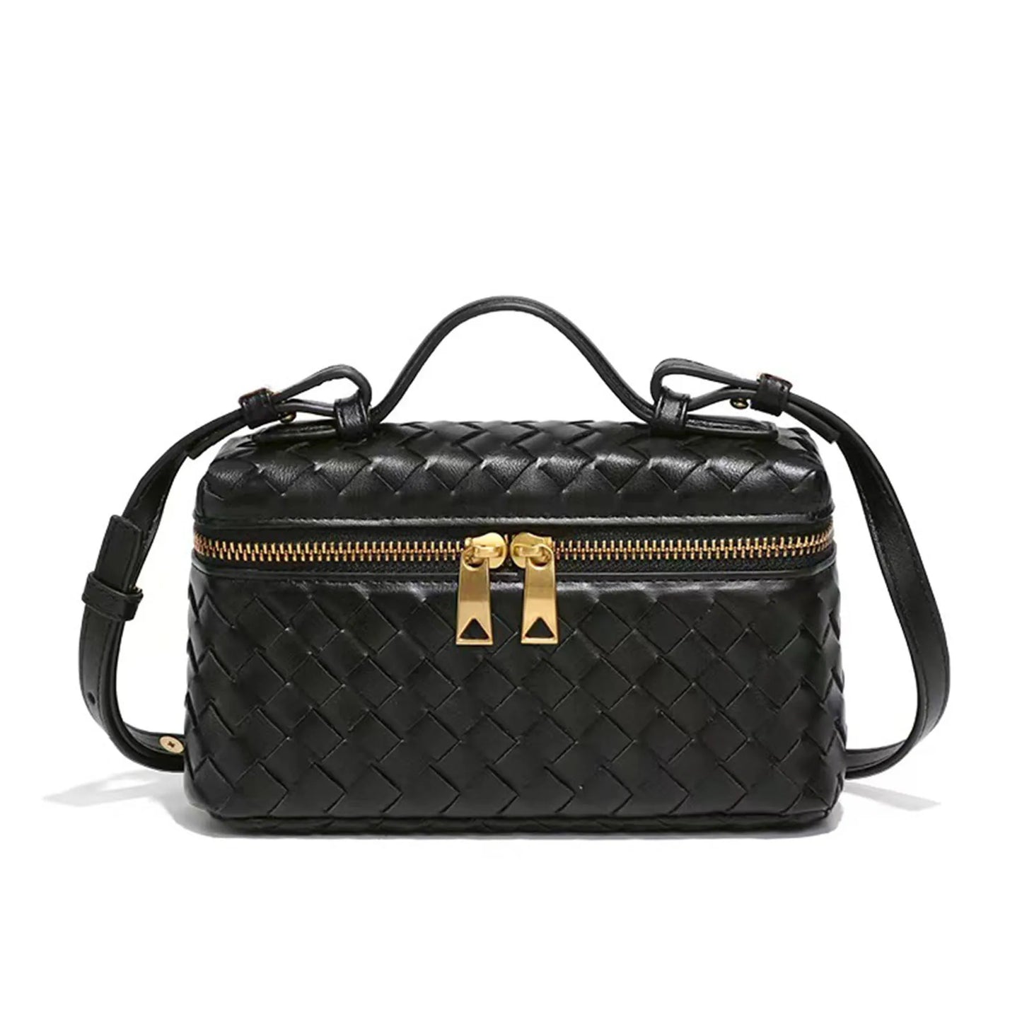 Women Woven Lunch Box Bag | Shoulder Bag | Crossbody Bag | Box bag black
