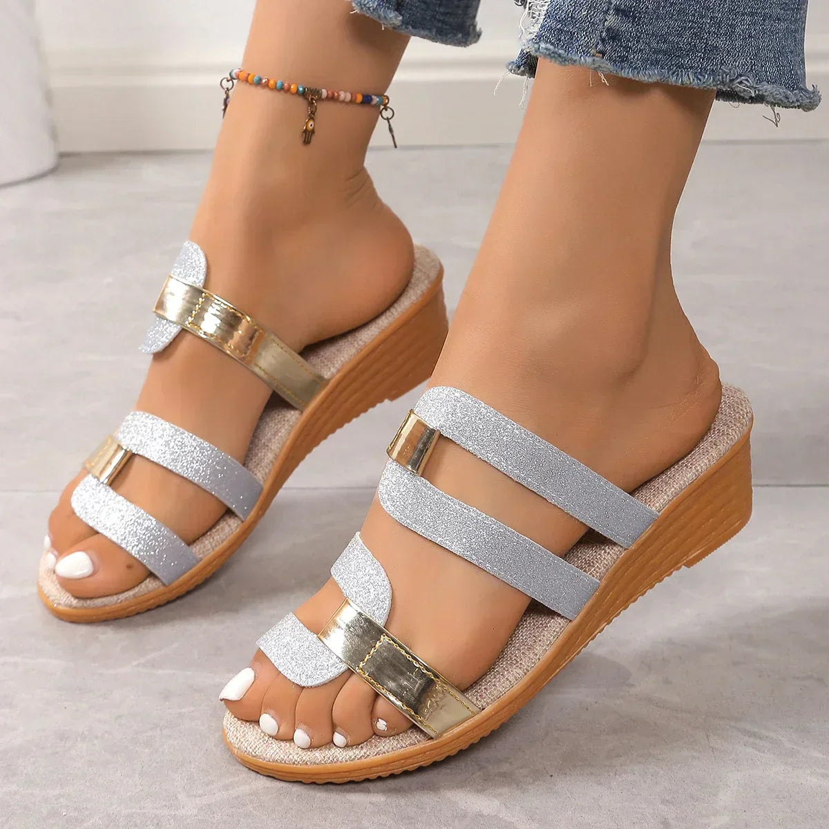Clementine | Women's Woven Slip-On Buckle Sandals