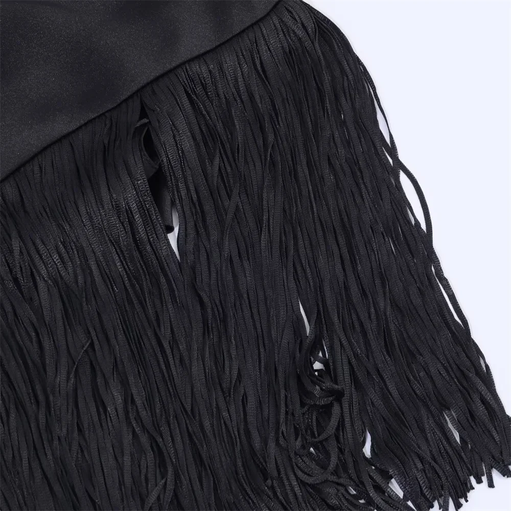 Women Long Satin Top | Fringe | Tassel | Sleeveless Top