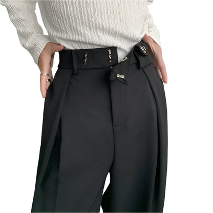 Unisex Black Suit Pants | Loose Oversized Wide Leg Dress Pants | Formal Trousers