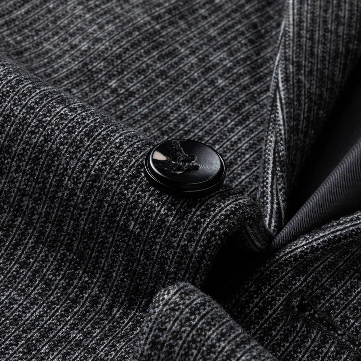 Men Business Casual Knitted Stripes Blazer | Grey Wool Suit with Pocket