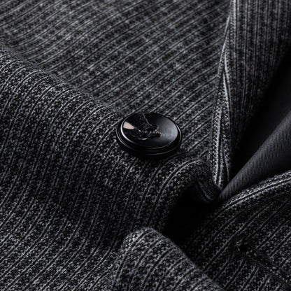 Men Business Casual Knitted Stripes Blazer | Grey Wool Suit with Pocket