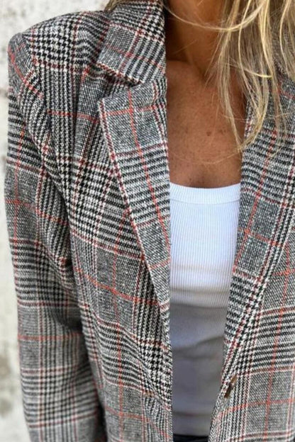 Plaid Single-Breasted Blazer