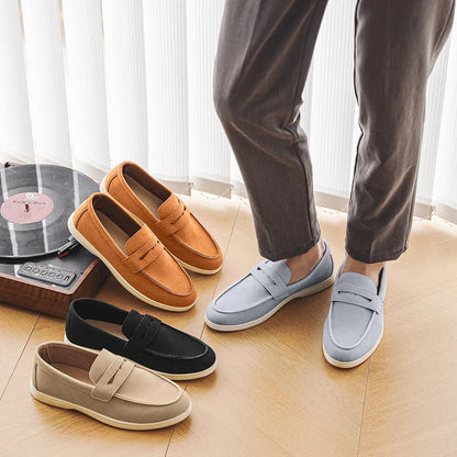 Men Summer Suede Loafers | Breathable Flats | Driving Shoes