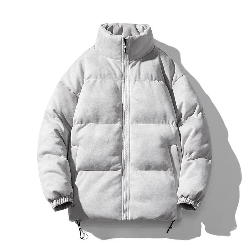 Men Warm Puffer Jacket | Windbreaker | Chamois Leather Cotton-Padded Jacket Light gray