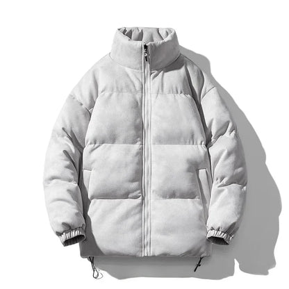 Men Warm Puffer Jacket | Windbreaker | Chamois Leather Cotton-Padded Jacket Light gray