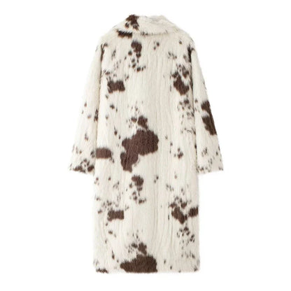Women Winter Animal Print Fur Coat | Thick Warm Long Coat