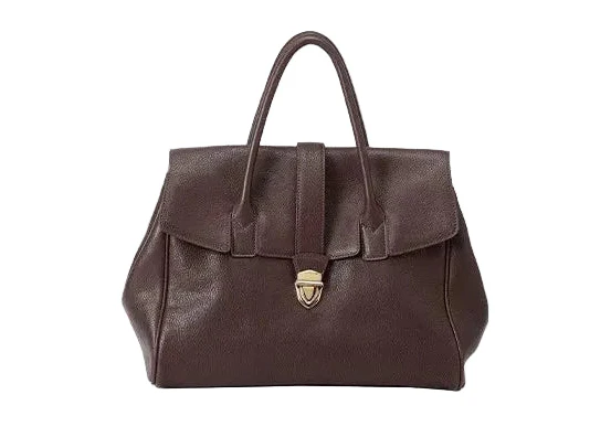 Women Large Capacity Leather Retro Handbag Brown L
