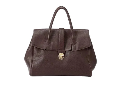 Women Large Capacity Leather Retro Handbag Brown L