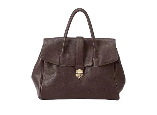 Women Large Capacity Leather Retro Handbag Brown L