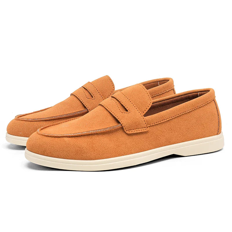 Men Summer Suede Loafers | Breathable Flats | Driving Shoes Brown
