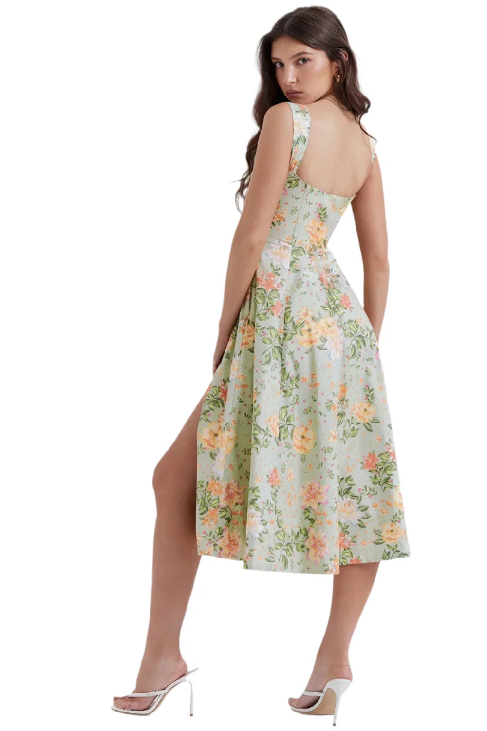 Women Floral Print Long Dress | Corset Dress | Casual Party Dress