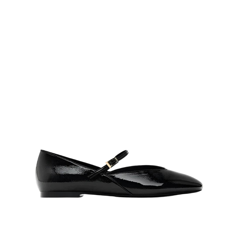 Women Ballet Shoes | Casual Round Toe Flats | Patent Leather | Ballerina Flats black