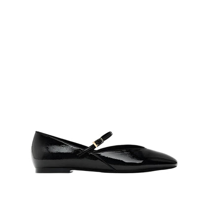 Women Ballet Shoes | Casual Round Toe Flats | Patent Leather | Ballerina Flats black