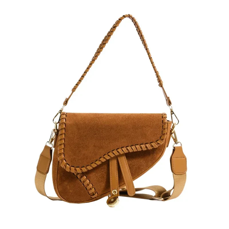 Women Leather Saddle Bag | Crossbody Designer Bag Brown