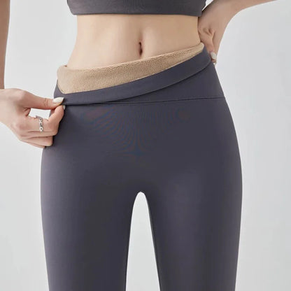 Women Thick Fleece Leggings | Winter | Elastic Tight | Warm Shark Pants | High Waist | Slimming Yoga Leggings Gray