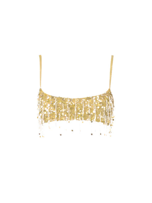 Women Summer Tassel Top With Mini Skirt Set | Sequin Crop Top | Backless | Beach Holiday yellow Top
