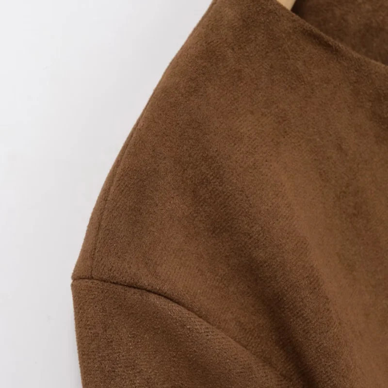 Women Suede Short Jacket | Long Sleeve | Autumn Jacket