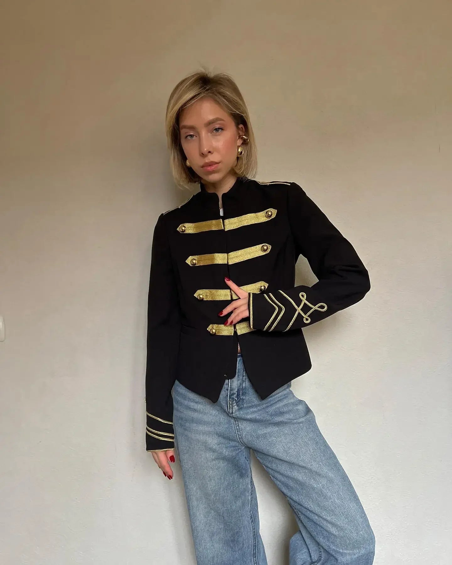 Women Napoleon Coat | Full Sleeves | Spring Jacket | Coat | Military Blazer