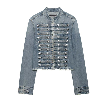 Women Napoleon Coat | Full Sleeves | Spring Jacket | Military Blazer | Denim Jacket