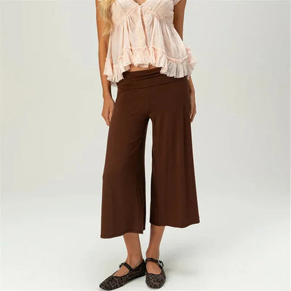 Women Gaucho Pants | Low Rise | Cropped | Wide Leg Capri Pants | Summer