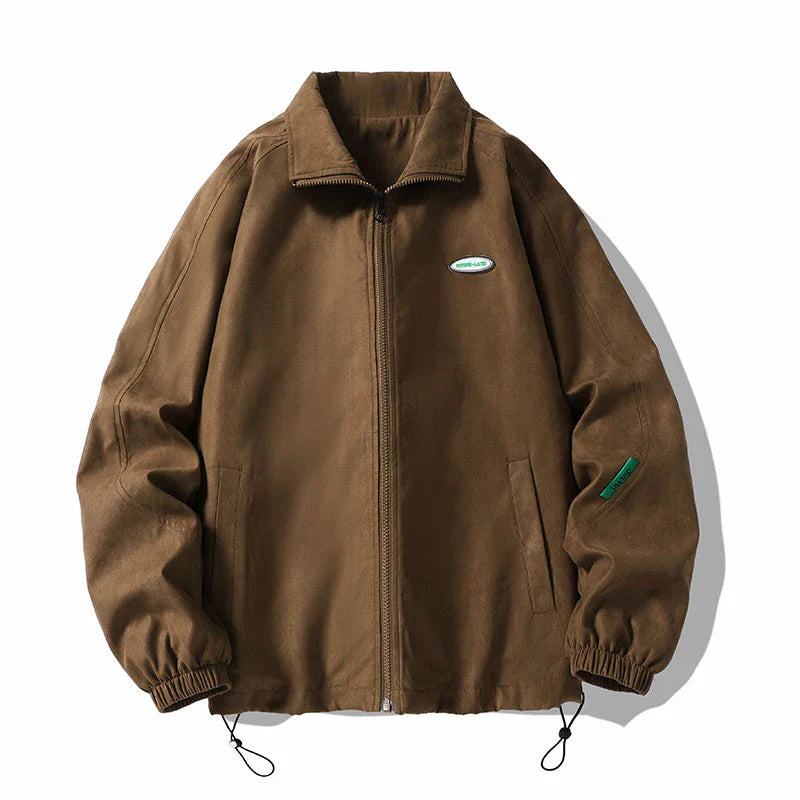 Unisex Oversized Bomber Jacket | Men Vintage Baggy Zip Up Jacket Brown