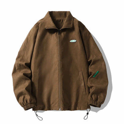 Unisex Oversized Bomber Jacket | Men Vintage Baggy Zip Up Jacket Brown