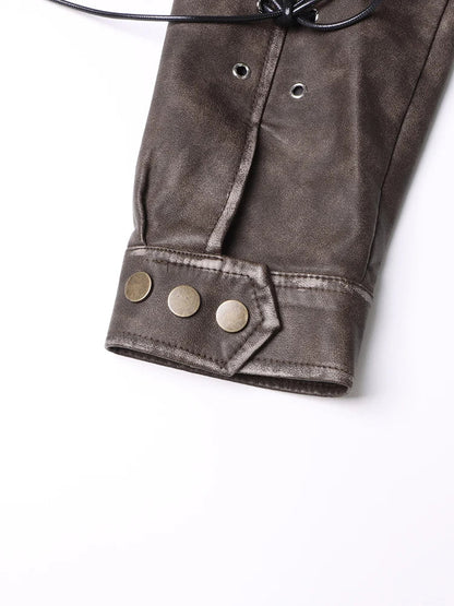 Women Washed Leather Jacket