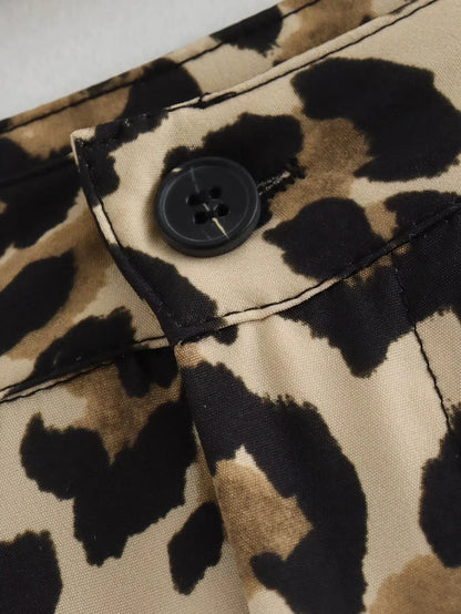 Women Vintage Leopard Print Pants | Cheetah Print Trousers | Cheetah Trousers | Lightweight