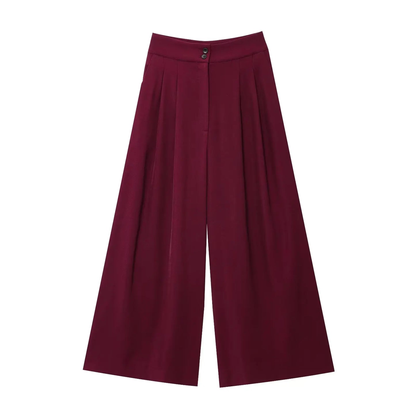 Women Sleeveless V-Neck Top With Belt Straight Pants Set | Top Trouser Suit | 2 Piece Set Burgundy Bottom