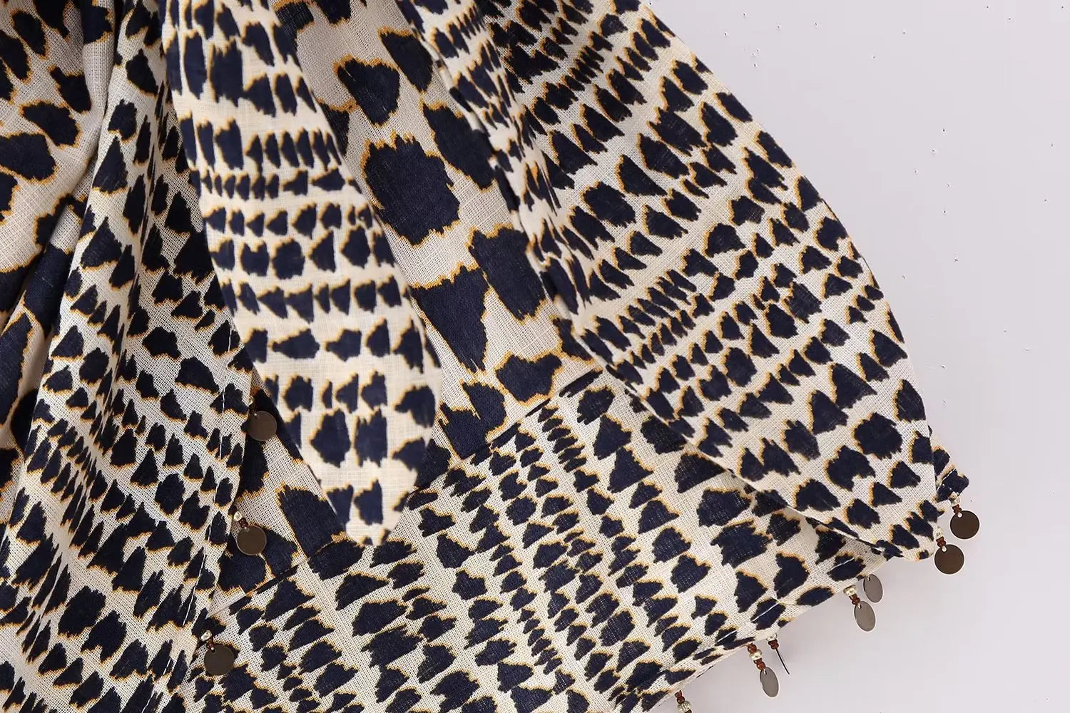 Women Vintage Geometric Print Knotted Mini Sarong Skirt | Beading Tassel