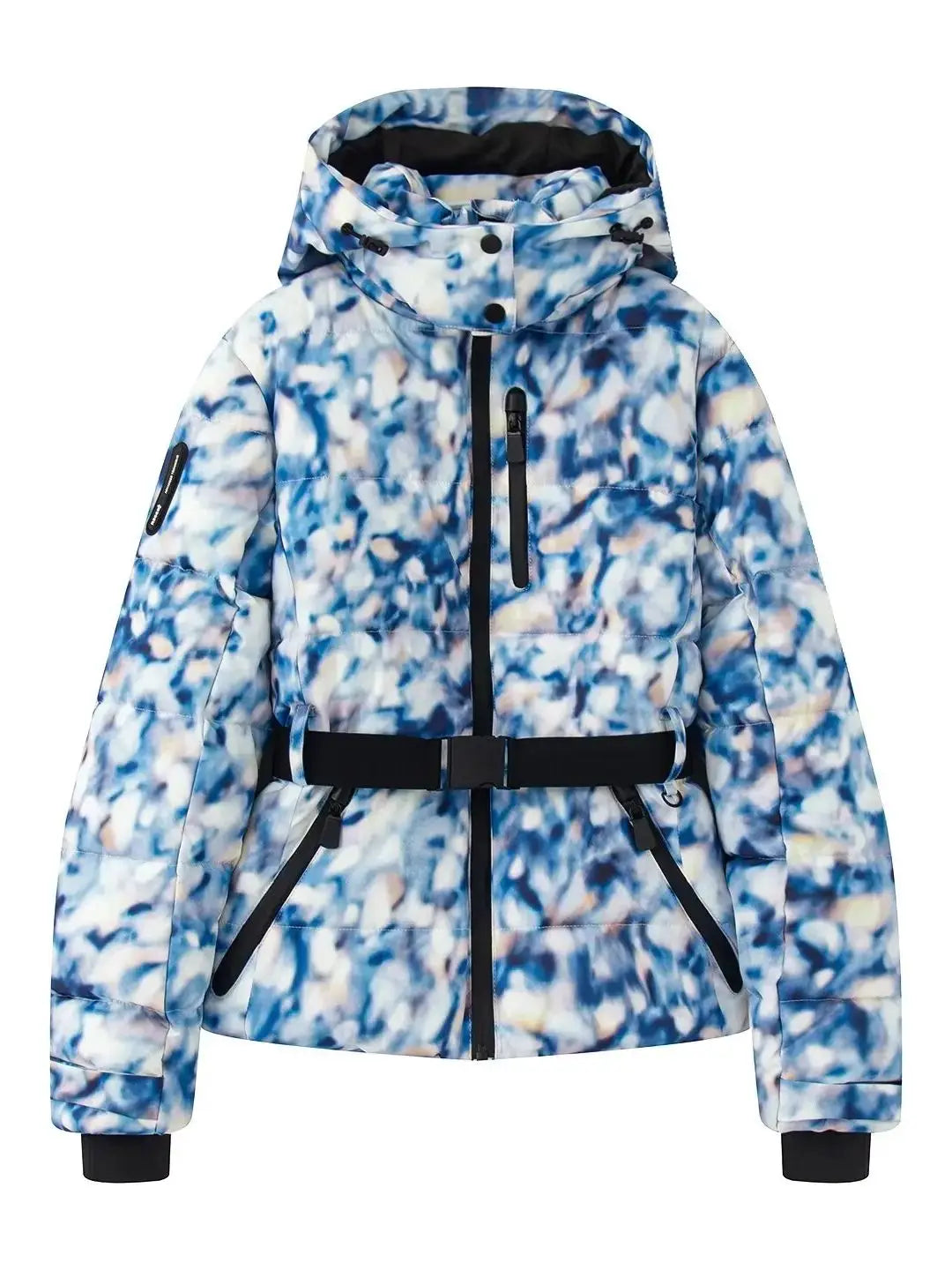 Women Winter Windproof Skiing Jacket | Padded Sport Parkas Jacket | Belt | Hooded | Thick | Warm | Pockets Blue