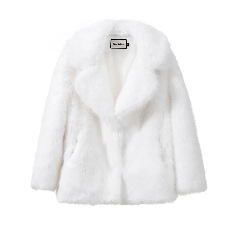 Women Winter Luxury Long Fur Coat | Thick Warm Fur Overcoat white