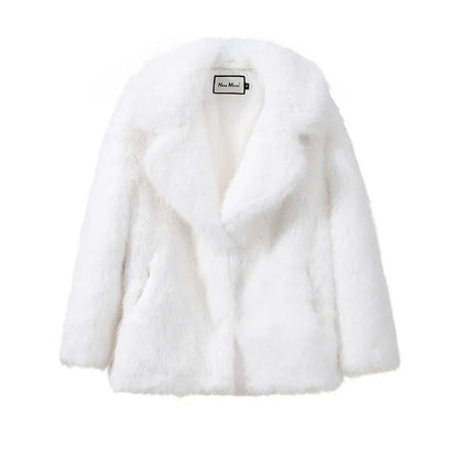 Women Winter Luxury Long Fur Coat | Thick Warm Fur Overcoat white