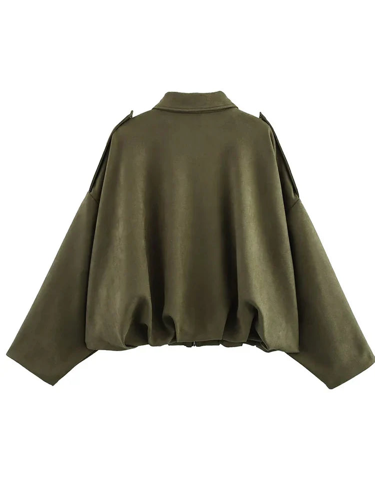 Women Vintage Oversize Bomber Jacket | Loose Jacket