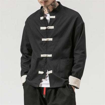 Men Tang Suit Jacket | Linen Top | Long Sleeve