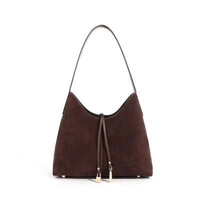 Women Suede Tote Armpit Handbag Coffee