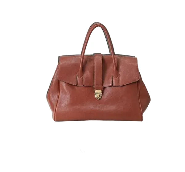 Women Large Capacity Leather Retro Handbag Chestnut L