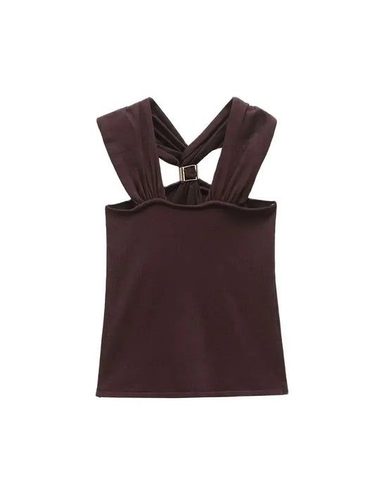 Women Knit Halter Neck Tank Top | Ring Top