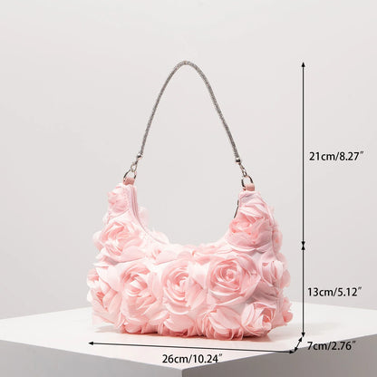 Women Rose Flower Shoulder Bag | Luxury Handbag | Evening Bag