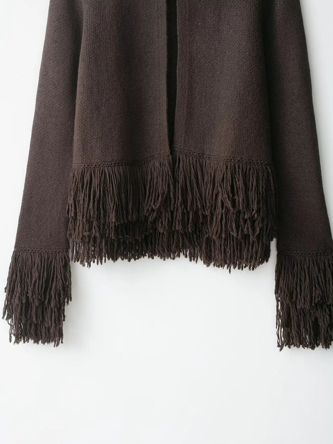 Women Fringed Cardigan | Knitted Sweater with Tassel | Vintage | Long Sleeves