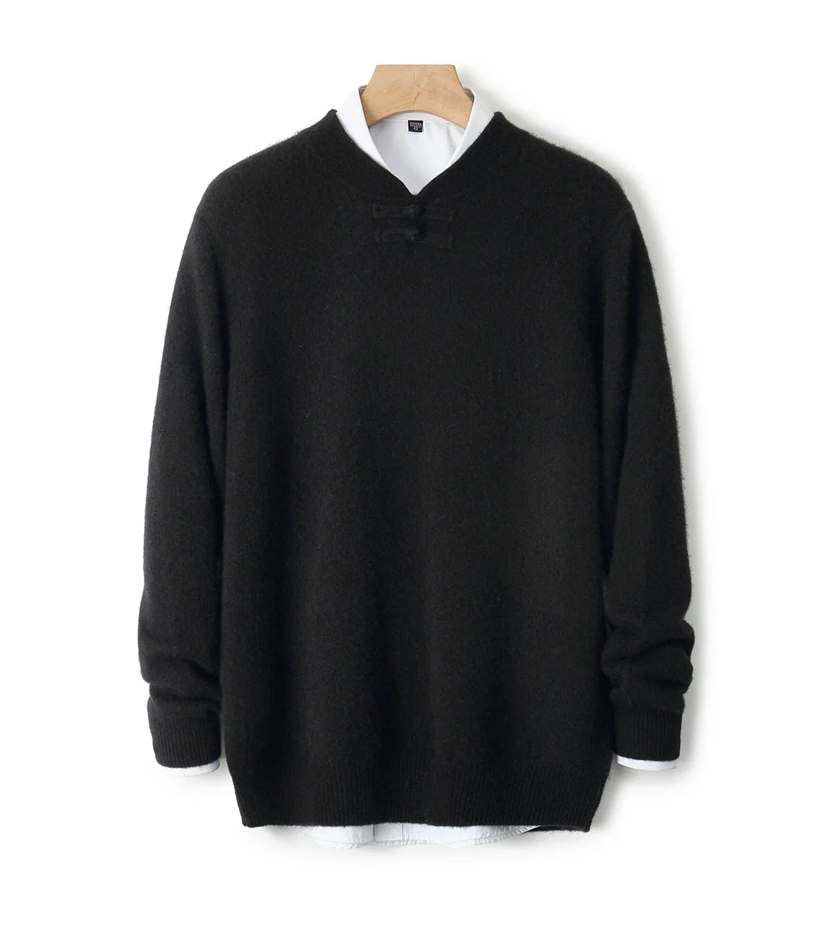 Men Pure Merino Wool Sweater | Long Sleeves | Stand-Up Collar | Pullover | Warm | Mock Neck Sweater
