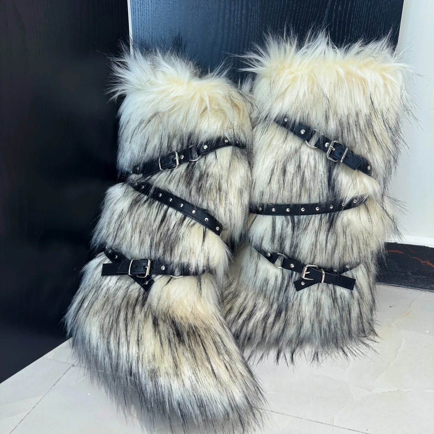 Women Winter Boots | Faux Fur Snow Boots | Warm Long Boots | Plush Over Knee | High Boots | Y2K | Furry Shoes Ivory